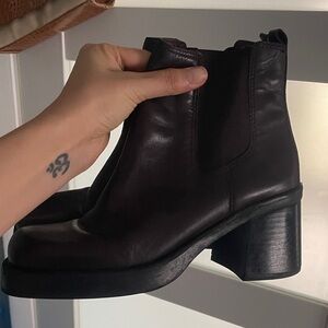 MIA classic oxblood Leather squared toe Booties MIA // Zara// urban outfitters